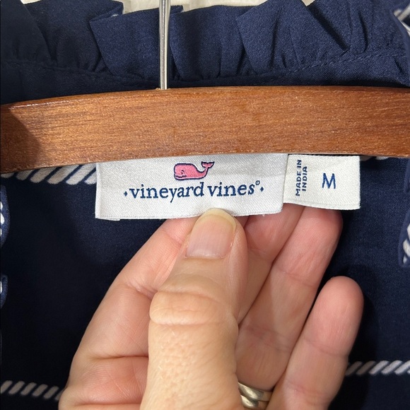 VINEYARD VINES Blue Striped Long Sleeve Ruffle Top Size Medium - Picture 7 of 14